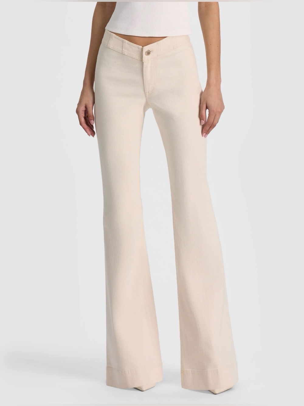 Alice + Olivia CHELSEA CROPPED FLARE JEAN - OFF WHITE 26 NWT